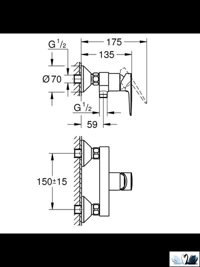 Смеситель для душа Grohe BauEdge, 23635001, без душевого гарнитура