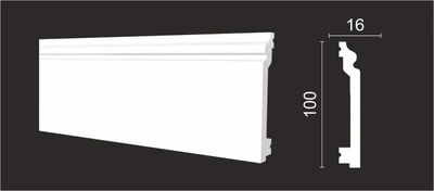 Плинтус напольный Декор-Дизайн DD701 (100x16x2000) ударопрочный, под покраску