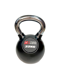 Гиря 32 кг FITNESS DIVISION обрезиненная с хромированной ручкой