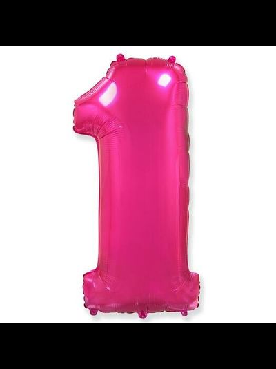 Фольгированная цифра 1, 100 см, фуксия  В НАЛИЧИИ