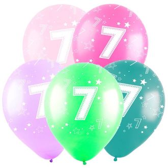 Воздушные шары с гелием "С днем рождения! цифра 7" 30см