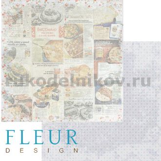 Лист бумаги для скрапбукинга "Рецепты", коллекция "Вишневый десерт", 30х30, плотность 190 гр