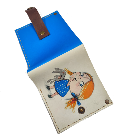 Портмоне мини-бифолд с принтом "Девочка с игрушкой"