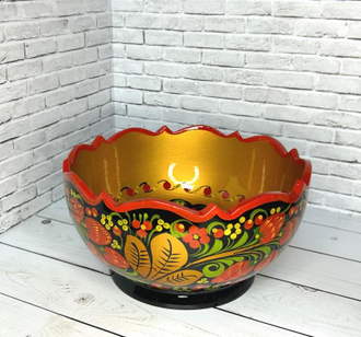 Чашка пиала деревянная резная 100*190 мм Хохлома