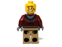 Man, Dark Red Jacket, Dark Tan Legs, Dark Bluish Gray Beanie, Ice Skates, n/a (hol281)