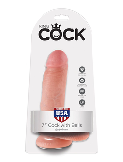 Телесный фаллоимитатор с мошонкой 7" Cock with Balls на присоске - 18 см. Производитель: Pipedream, США