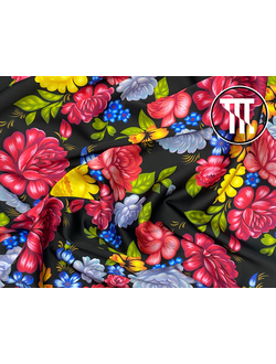 Армани шелк принт Цветы на черном