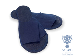 Тапочки с открытым мысом на жесткой основе,спанбонд/изолон, синие, 1 пара