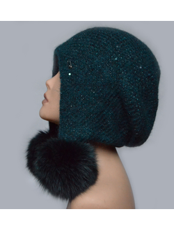 Изумрудная итальянская женская шапка ушанка Vizio фото шапок ушанок Италии для женщин зима 2020