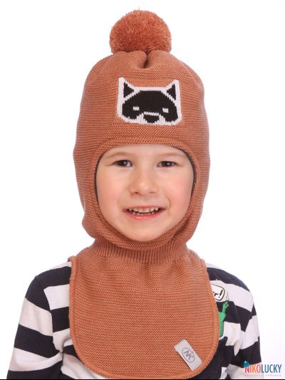 Шапка-шлем  21101-10, цвет охра,черный,белый, р. 46-48