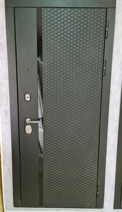 VENMAR (ВЕНМАР). НЕКСТ 100 мм. СТАЛЬ 1,8 мм. ТРЕХКОНТУРНАЯ. ЧЕРНЫЙ КВАРЦ/ СОФТ СЕРЫЙ со ВСТАВКАМИ ИЗ ЧЕРНОГО СТЕКЛА Lacobel