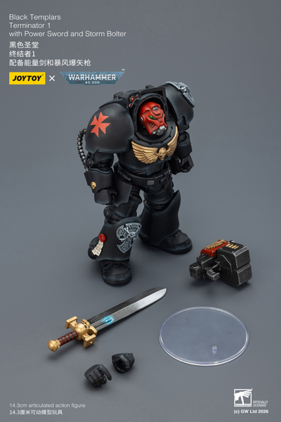 Терминатор Черных Храмовников (Warhammer 40K) - КОЛЛЕКЦИОННАЯ ФИГУРКА 1/18 Black Templars Terminator with Power Sword and Storm Bolter (JT03097) - JOYTOY