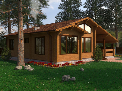 Одноэтажный дом из клееного бруса КБ-04, 165 м2