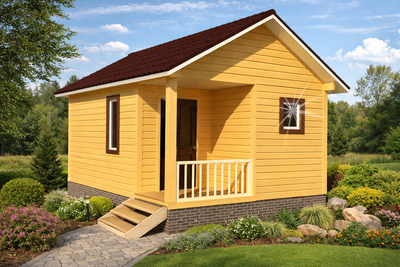 Д-02 ДАЧНЫЙ ДОМ ИЗ БРУСА: ГАБАРИТНЫЕ РАЗМЕРЫ: (6Х4М), ОБЩАЯ ПЛОЩАДЬ: 24М²