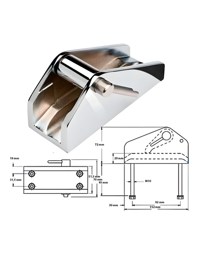 Стопор цепи Vetus Maxwell P104372 152x70x72мм AISI 316 для цепи 8мм палубы 95мм