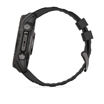Умные часы Garmin Fenix 8 - 51 мм, AMOLED Sapphire, Titanium, угольно-серый DLC, пепельно-черный силиконовый ремешок (010-02905-21)
