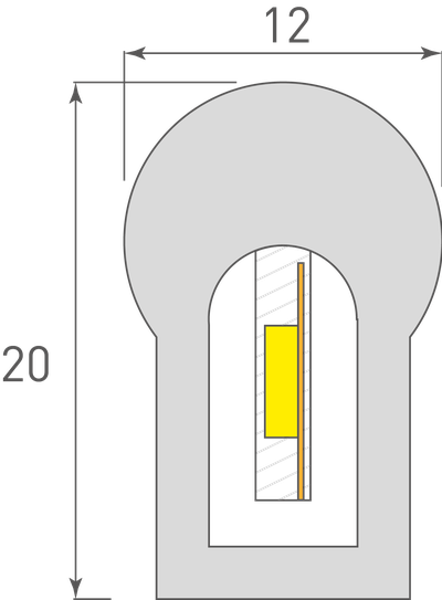 Неоновая лента NeonLine, боковой изгиб, 12В, IP68, 5м, желтый