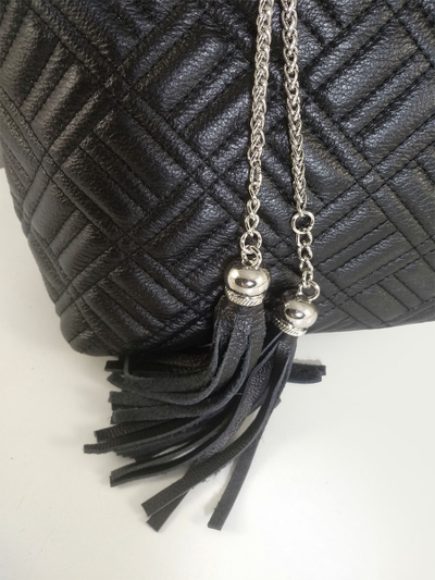 (АРТИКУЛ: 10073/5) СУМКА ЖЕНСКАЯ, СРЕДНЕГО РАЗМЕРА, НАТУРАЛЬНАЯ КОЖА, ЧЕРНАЯ, С ПЛЕЧЕВЫМ РЕМНЕМ