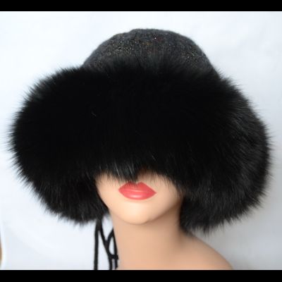 Черная шапка с мехом Vizio Италия 5543