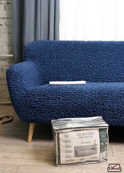 Чехол на 3х местный диван Микрофибра Синий Индиго. Защита мягкой мебели  от животных.