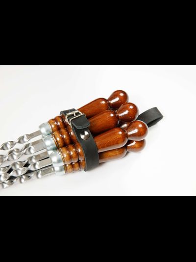 Подарочный набор 6 шампуров в кожаном  получехле