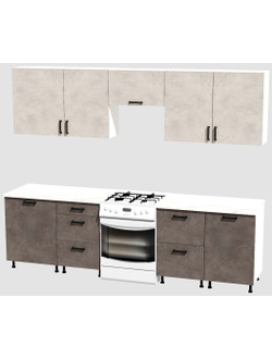 Кухня Эконом 2,1 метра (600х450х600х450) Цвет: Цемент светлый/Цемент темный
