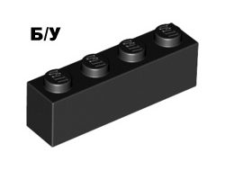 ! Б/У - Brick 1 x 4, Black (3010 / 301026) - Б/У