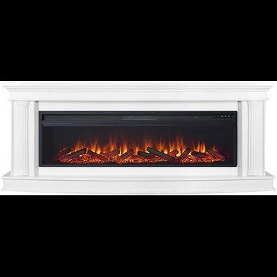 Линейный электрокамин Rome белый с очагом Vision 60 LOG LED