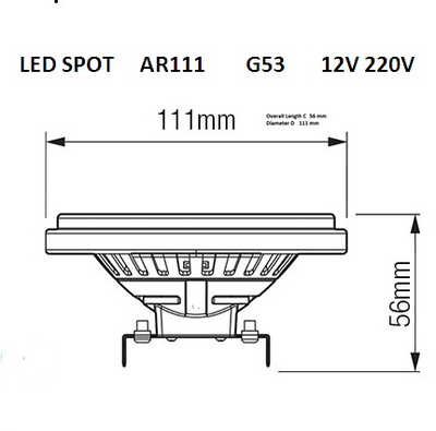 Светодиодная LED лампа AR111 G53 15Вт 220В купить казань