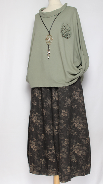 Джемпер Бохо "Хлопок хомут роза" хаки, голубой, бежевый до р.56