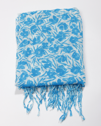 Палантин-шарф "Лён-6" штрихи голубые