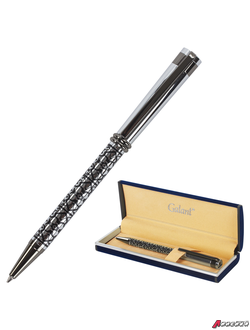 Ручка подарочная шариковая GALANT «Locarno», корпус серебристый с черным, хромированные детали, пишущий узел 0,7 мм, синяя. 141667