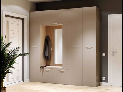 Джерси прихожая Вешалка с зеркалом 1024х416х2325 Капучино