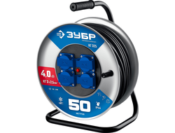 ЗУБР КГ-325, КГ, 3 x 2.5 мм2, 50 м, 4000 Вт, IP44, силовой удлинитель на стальной катушке, Профессионал (55079-50)
