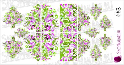 Слайдер-дизайн 683 - Новогодняя елка, узор зелёного и розового цветов