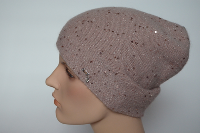 Розовая женская шапка с пайетками Vizio Италия 6943 CL