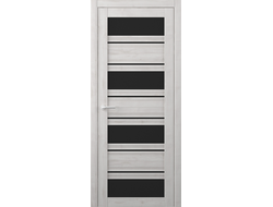 Межкомнатная дверь Монтана жемчужный софт с черными стеклами