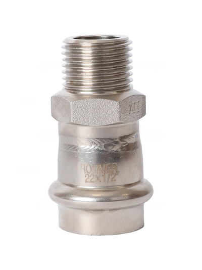 Переходник ROMMER ВПр-НР, 22х1/2 из нержавеющей стали прессовой