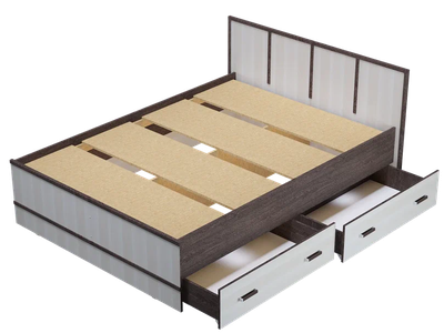 Кровать двуспальная "Сакура" 1600 с выдвижными ящиками (БТС)