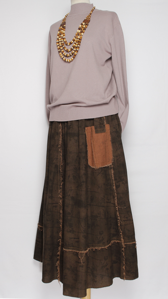 ЮБКА "Веточки винтажная"  коричневая до р.52