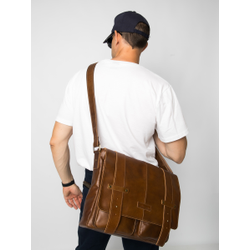 Кожаная мужская сумка Madruzzo Premium brown (арт. 
5068-63)