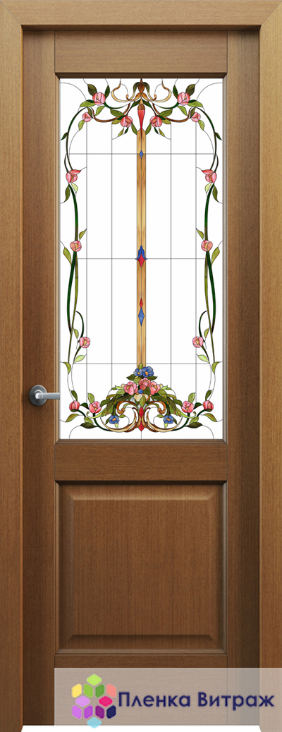 Витражная пленка, витражная пленка самоклеющаяся под заказ,пленочный витраж с цветочным рисунком