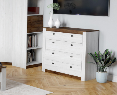 Даллас спальня Комод 5 ящиков Дуб Винтерберг / Таксония  ш*г*в 950 ? 400 ? 900 мм