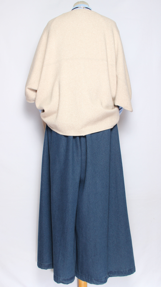 Жилет кимоно на пуговицах "ЧЕРЕПАХА" джинс, св.бежевый, бежевый до р.56