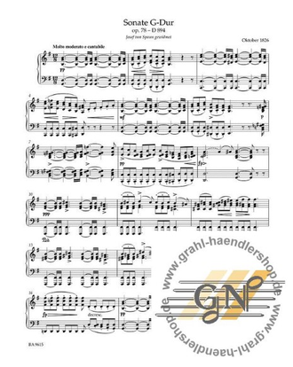 Schubert. Sonate G-Dur op.78 D894 für Klavier