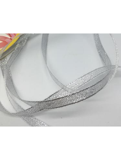 Лента металлизированная серебро,  6мм