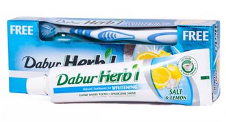 Отбеливающая зубная паста (с солью и лимоном) Dabur Herb'l Salt & Lemon, 150 гр