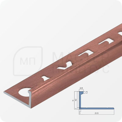 Окантовочный плиточный профиль из алюминия 12 мм. NEEXY PV02-14 MRG Розовый матовый 2.7 м.