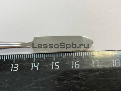 Шпатель двусторонний металлический 168 мм закругленный/заостренный