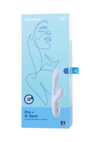 J2018-17 ВИБРАТОР SATISFYER PRO G-SPOT RABBIT, С ВАКУУМ-ВОЛНОВЫМ СТИМУЛЯТОРОМ, СИЛИКОН, БЕЛЫЙ, 22 СМ.